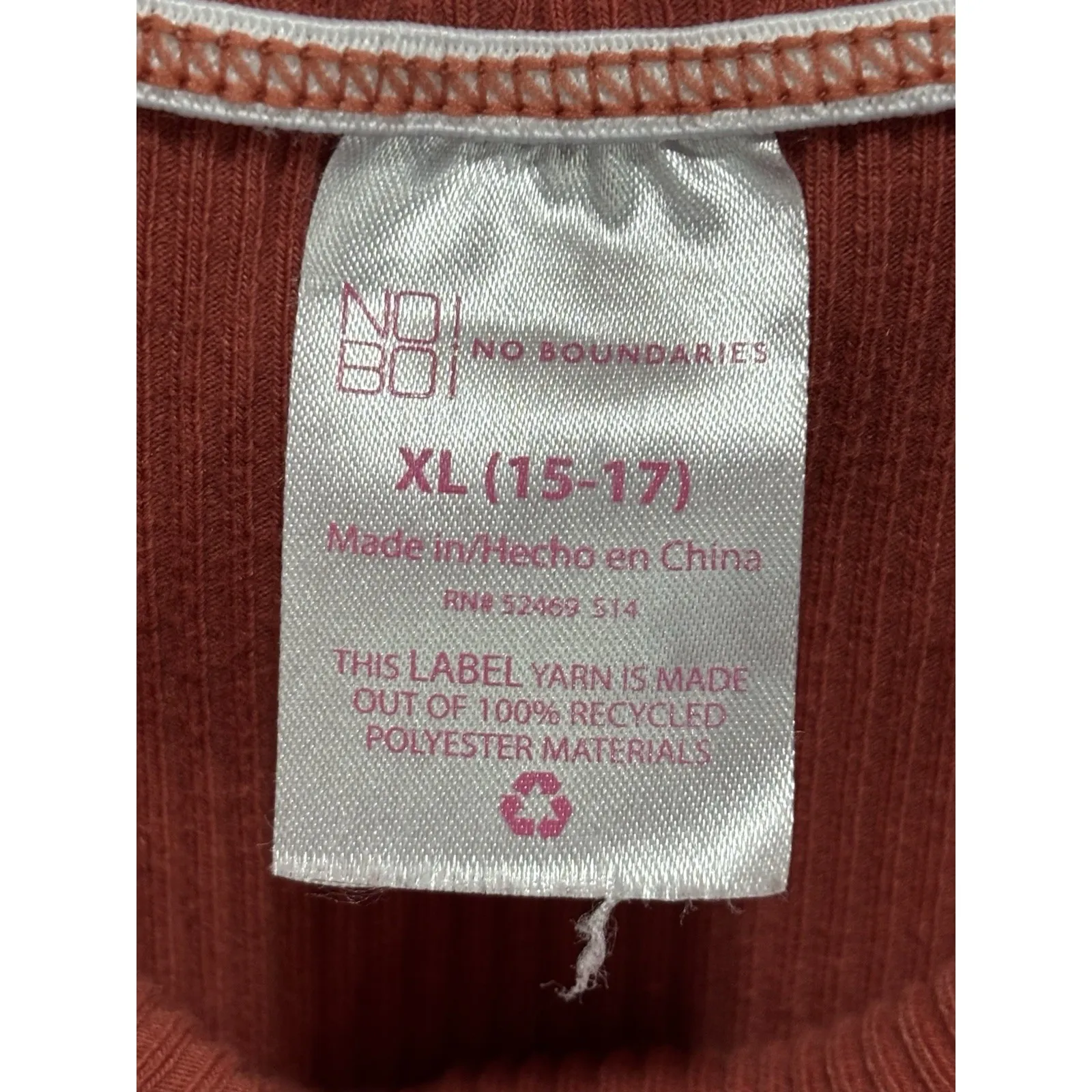 No Boundaries Terracotta Color Tank Dress Ruffle Faux Buttons Size XL Ribbed‎ - Image 3