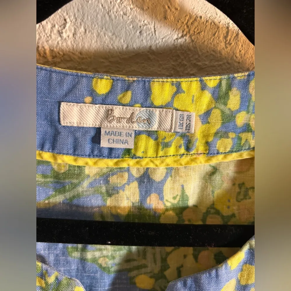 Boden Blue and Yellow Floral Dress linen floral mini summer business casual Size 2 - Image 7