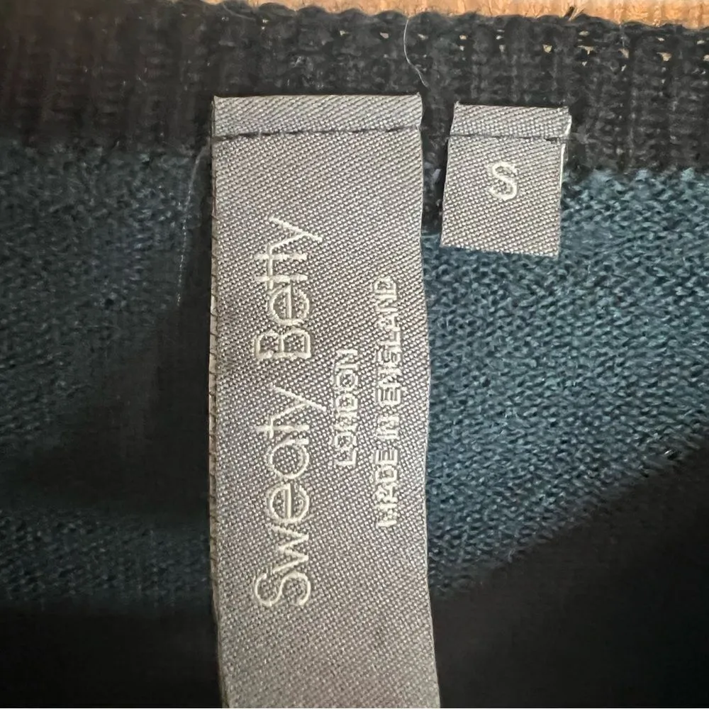 Sweaty Betty Jumper 100% Merino Wool Alpine Tunic Sweater Color Block Size Small - Image 3