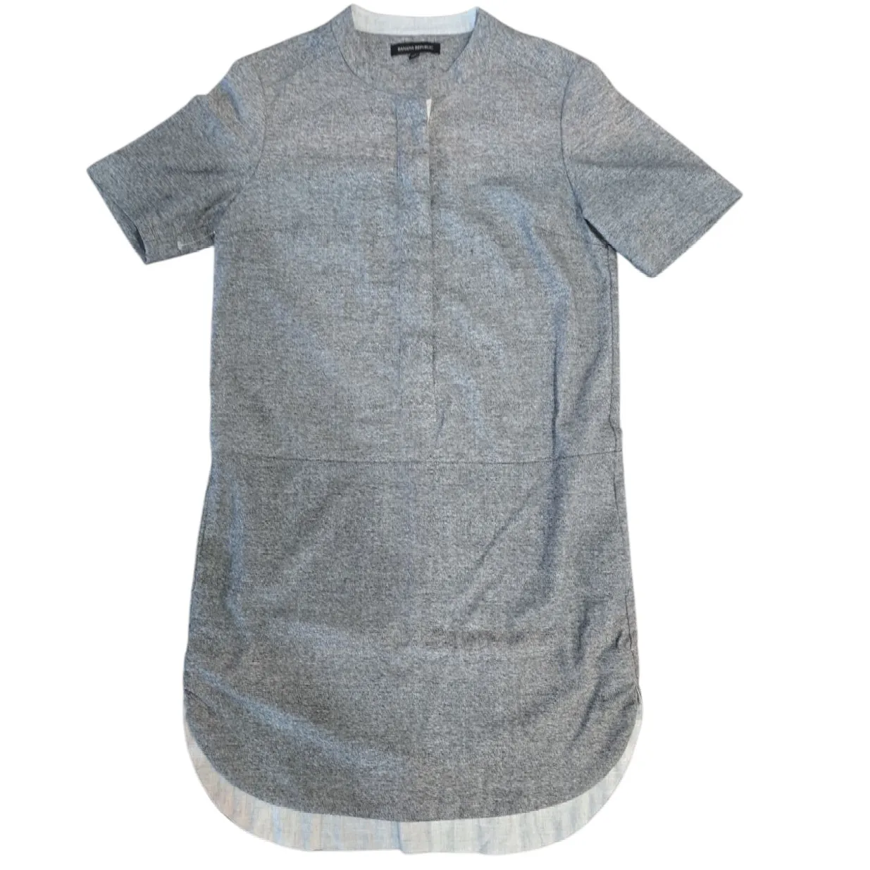 Banana Republic Women's Flannel Shirt Dress Gray S/S Size 4 - Image 2