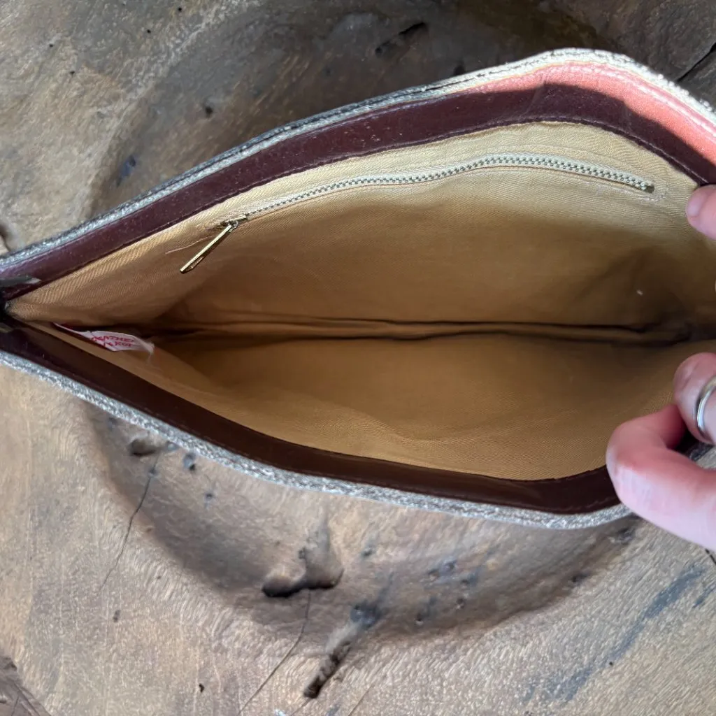 Vintage chocolate brown envelope clutch with spring hinge closure 11 x 7 inches - Image 2