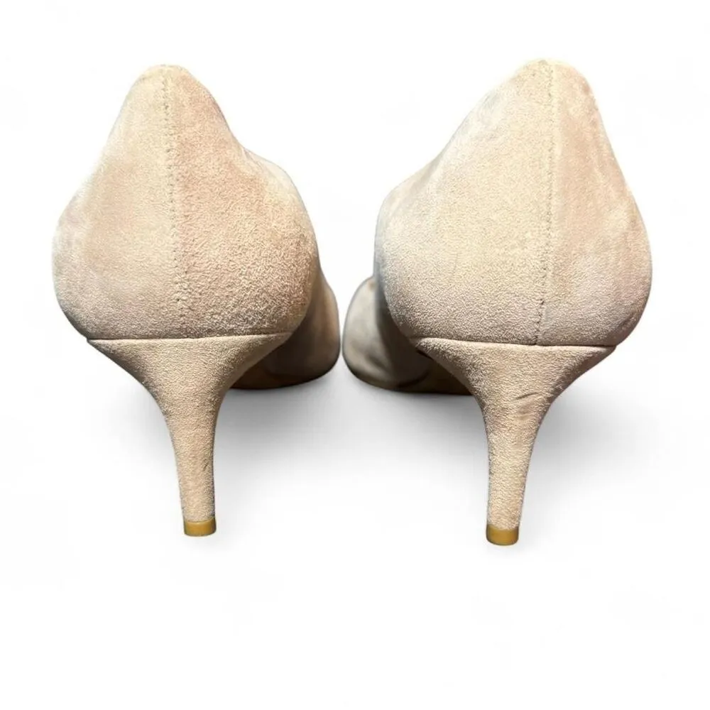 Stuart Weitzman Women’s Stuart Power 50 Beige suede kitten heels Sz 9 - Image 4
