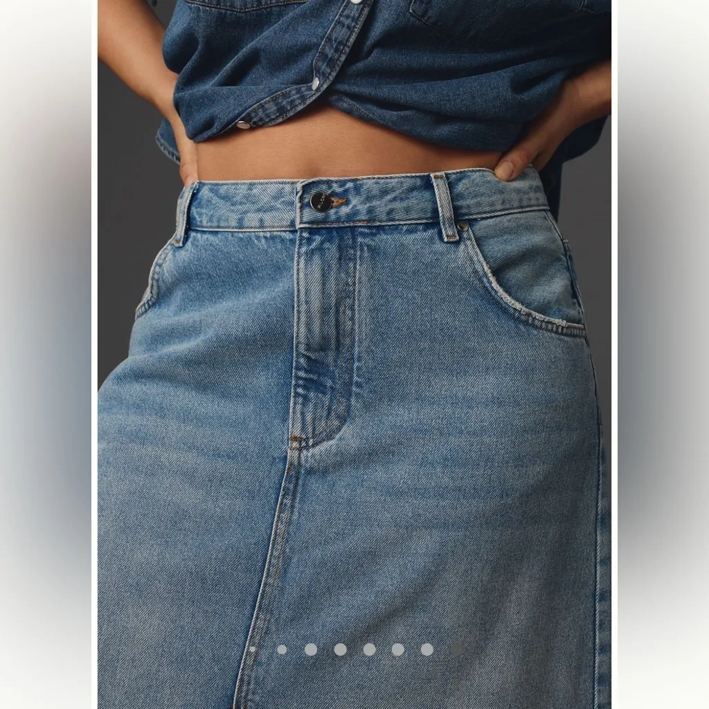 NWT Anthropologie Petite Pilcro The Madi Slit Front Denim Skirt Sz 6P - Image 5