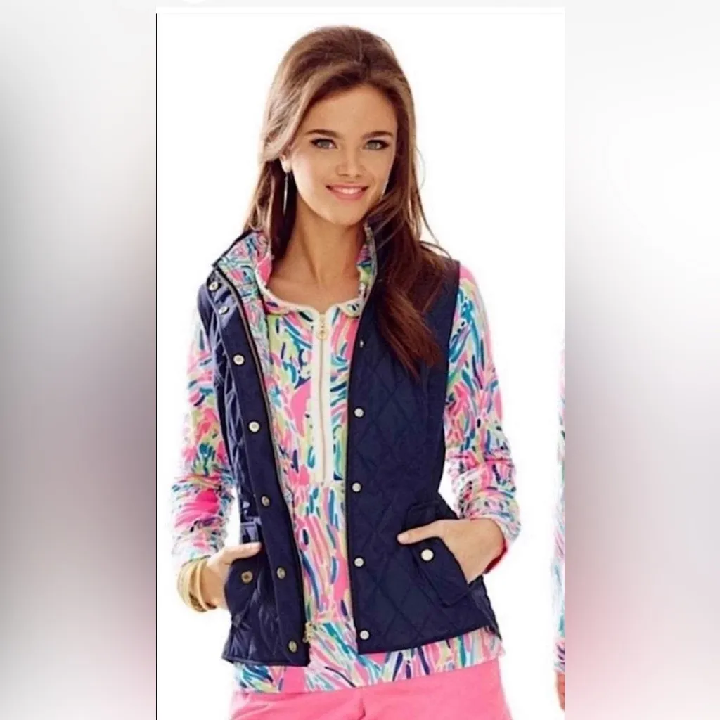 Lilly Pulitzer Navy Puffer Vest Size XS - Image 2