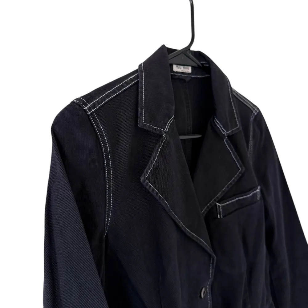 Miu Miu Black Denim  Blazer Jacket - Image 8