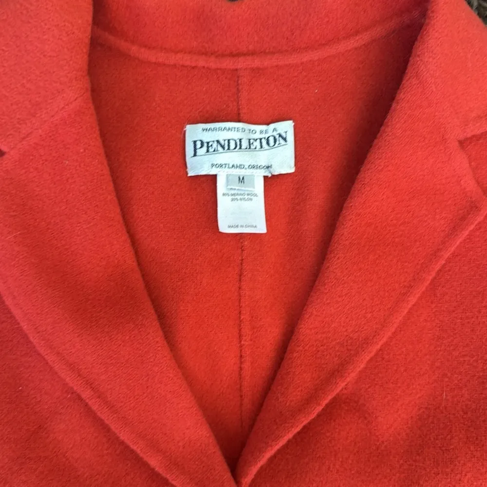 Pendleton Holiday Red Orange Wool Blazer 3-Button Jacket Women’s Size medium - Image 5