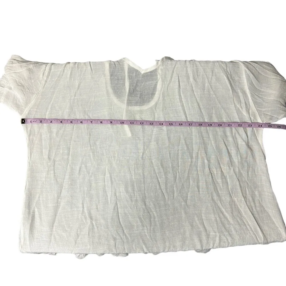 Ekouager Ruffle White Pullover Beachy Tunic/Bikini Cover Up Size Medium - Image 10