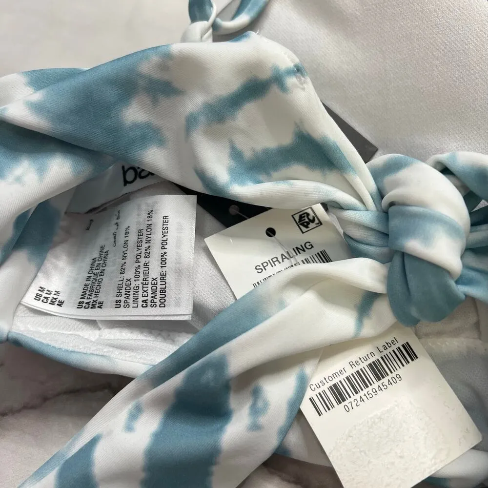 Bar III Spiraling Twist Front Monokini One Piece Size M Blue White Tie Dye New - Image 7