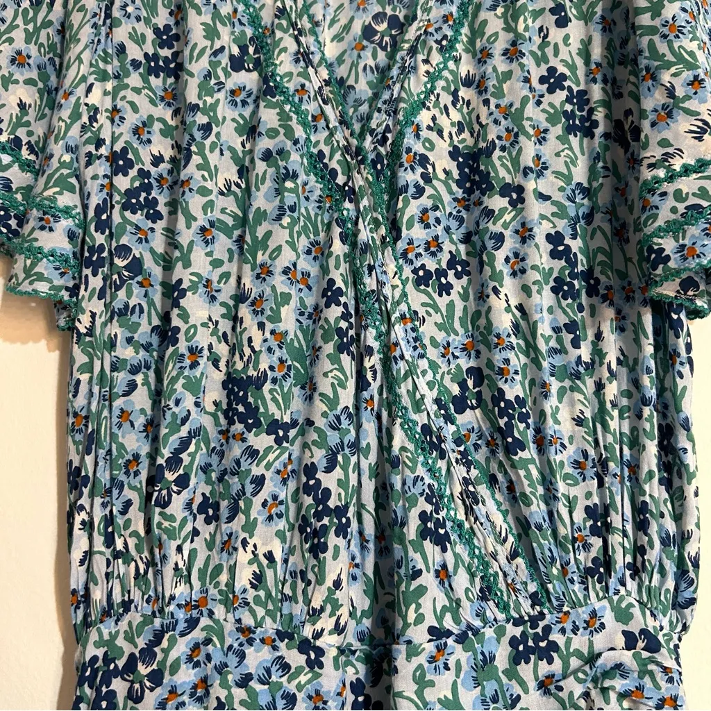 Poupette St Barth Mabelle Printed Mini Dress Blue Size Medium Resort Vacation - Image 4