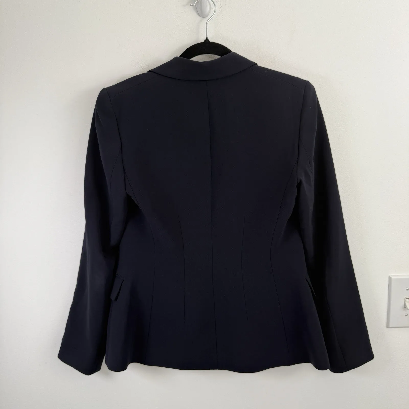 Theory Angled Blazer Admiral Crepe Navy Blue Career Office Business Womens 4 - Image 6