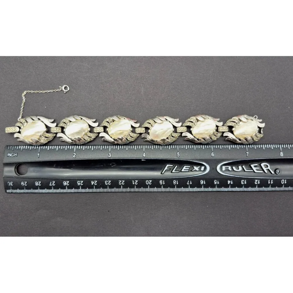 Rare 50's Crown Trifari Fantasia Series Bracelet MOP Silver Tone Alfred Philippe - Image 12