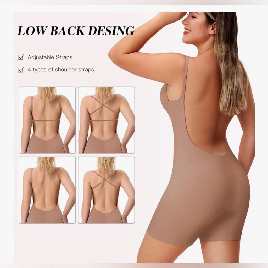 NEW Slimers Backless Shapewear Bodysuit Low Back Body Shaper Slimming Plunge L Tan Size L - Image 5