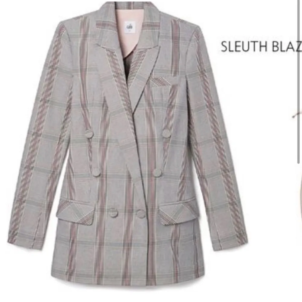 Cabi Sleuth Boxy Plaid Blazer Grey Pink Sz 6 - Image 2