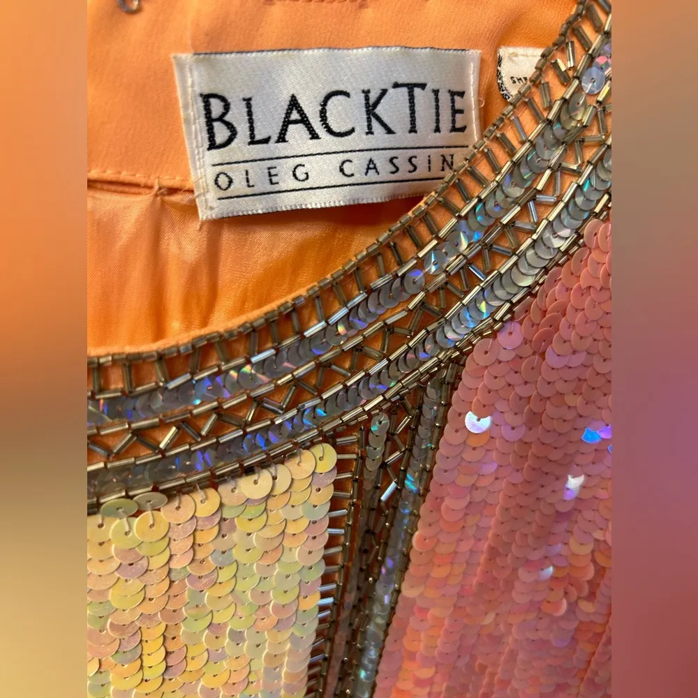 Vintage Black tie by Oleg cassini sequined dress 10 Pink - Image 2