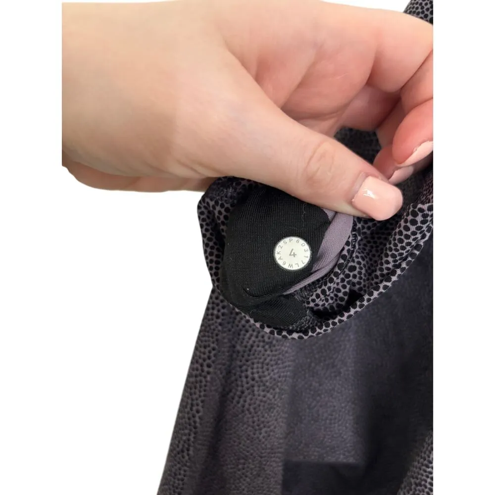 Lululemon Leggings Womens 4 Wunder Under Crop Disperse Dusky Lavender Black - Image 3