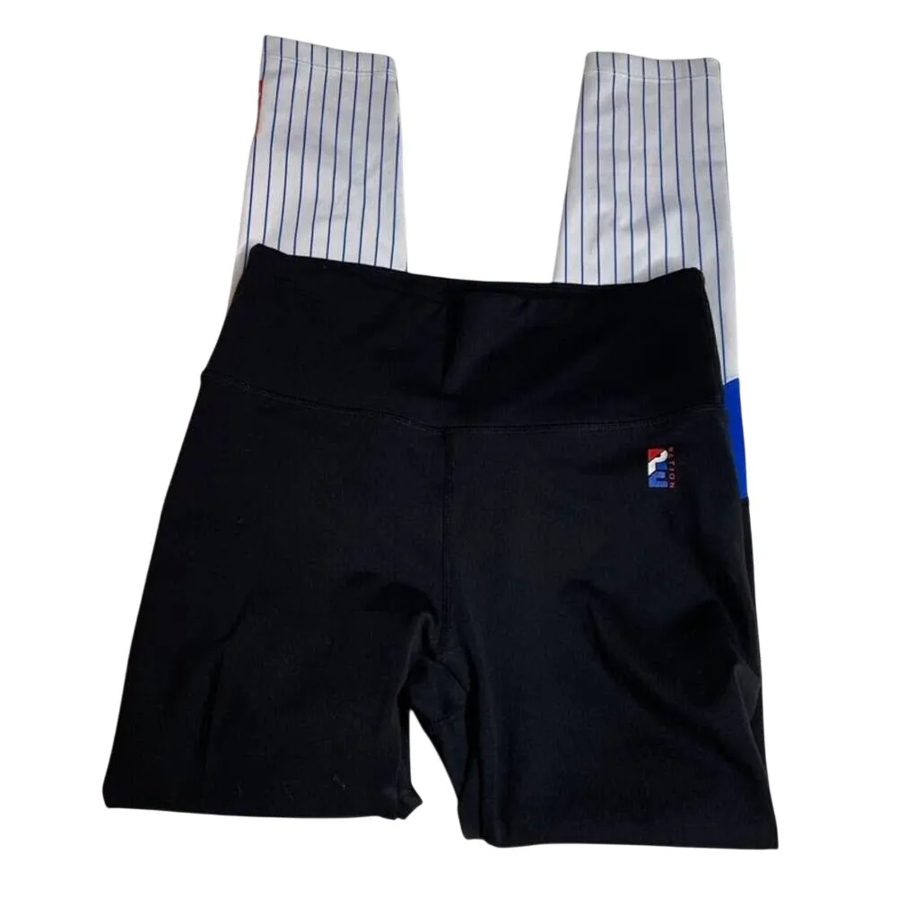 P.E Nation Leggings‎ Black White Blue Stripe Athletic Workout Pants Women M Size M - Image 4