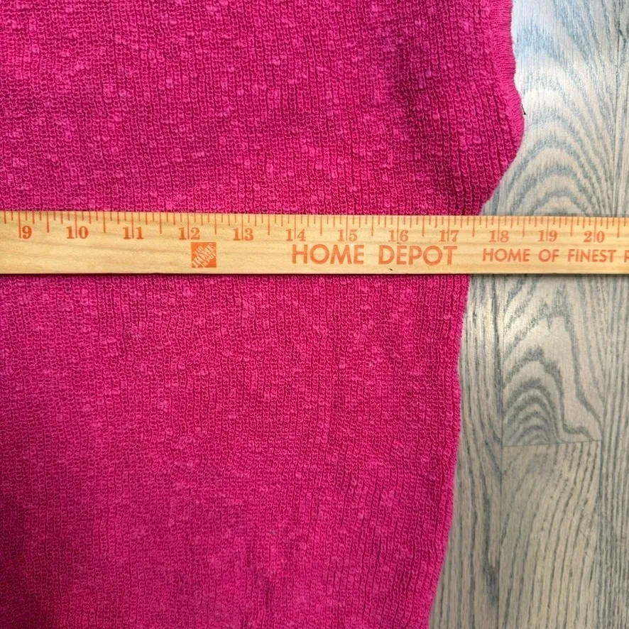 Vtg Viaone Italy Textured Knit Sweater Top Fushia Pink Short Sleeve Top Size 6 - Image 2