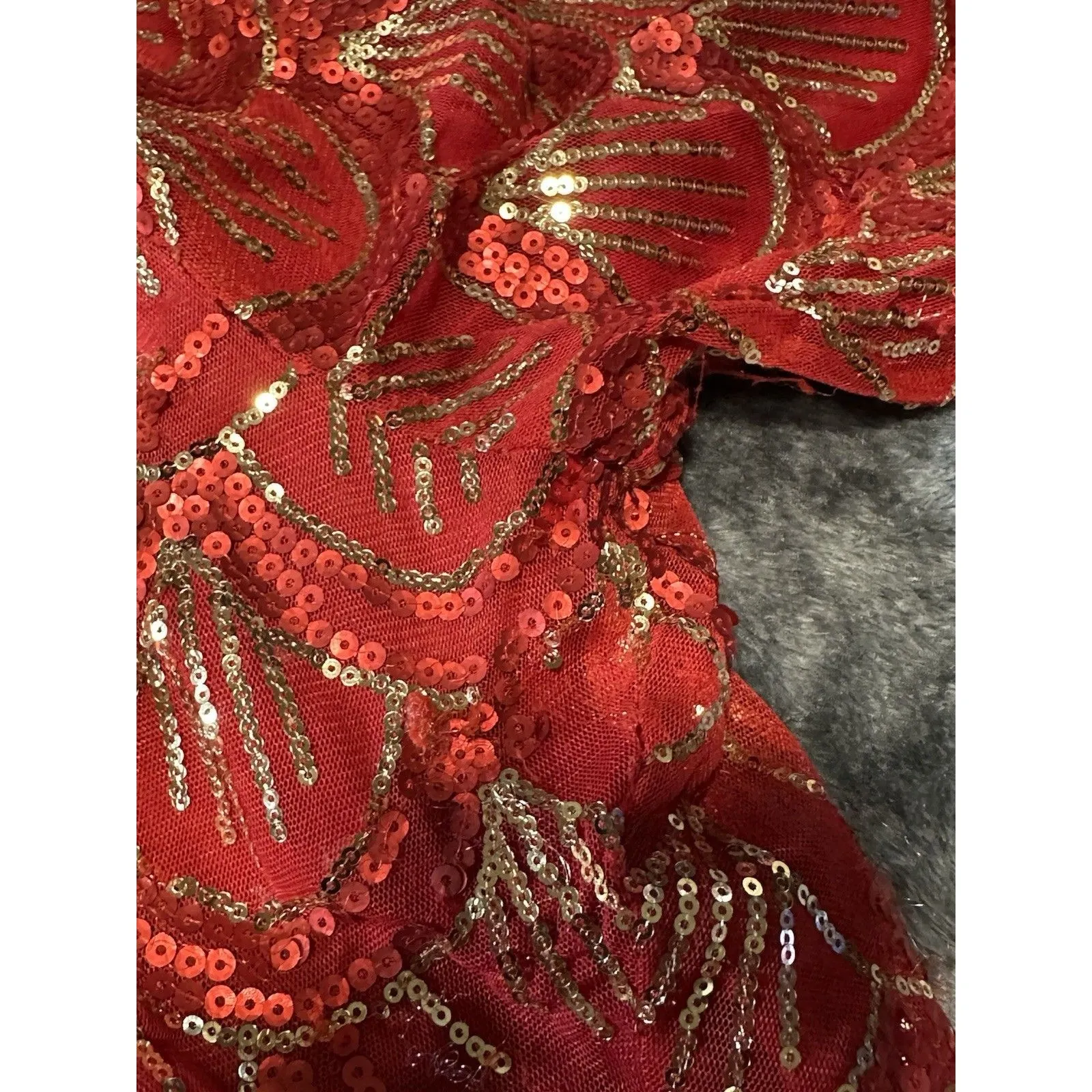 Vintage Gianni Bini Red Gold Sequin Cocktail Dress Size L Size L - Image 14