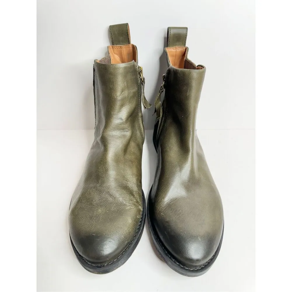 Franco Sarto Boots Size 9.5 Chelsea Olive Leather Ankle Booties - Image 3