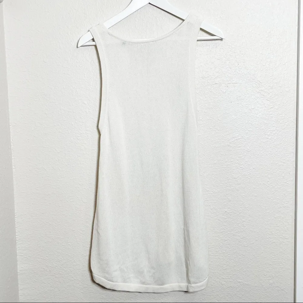 CAbi #5136 Open Knit Tennis Tank Top Womens Size M Sleeveless Sweater Off White - Image 5