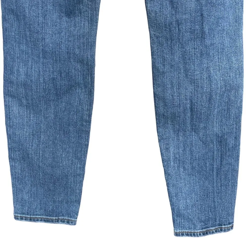 J Crew SZ 28 Toothpick Jeans Mid-Rise Zip-Fly Distressed Medium Wash Blue Womens - Image 6