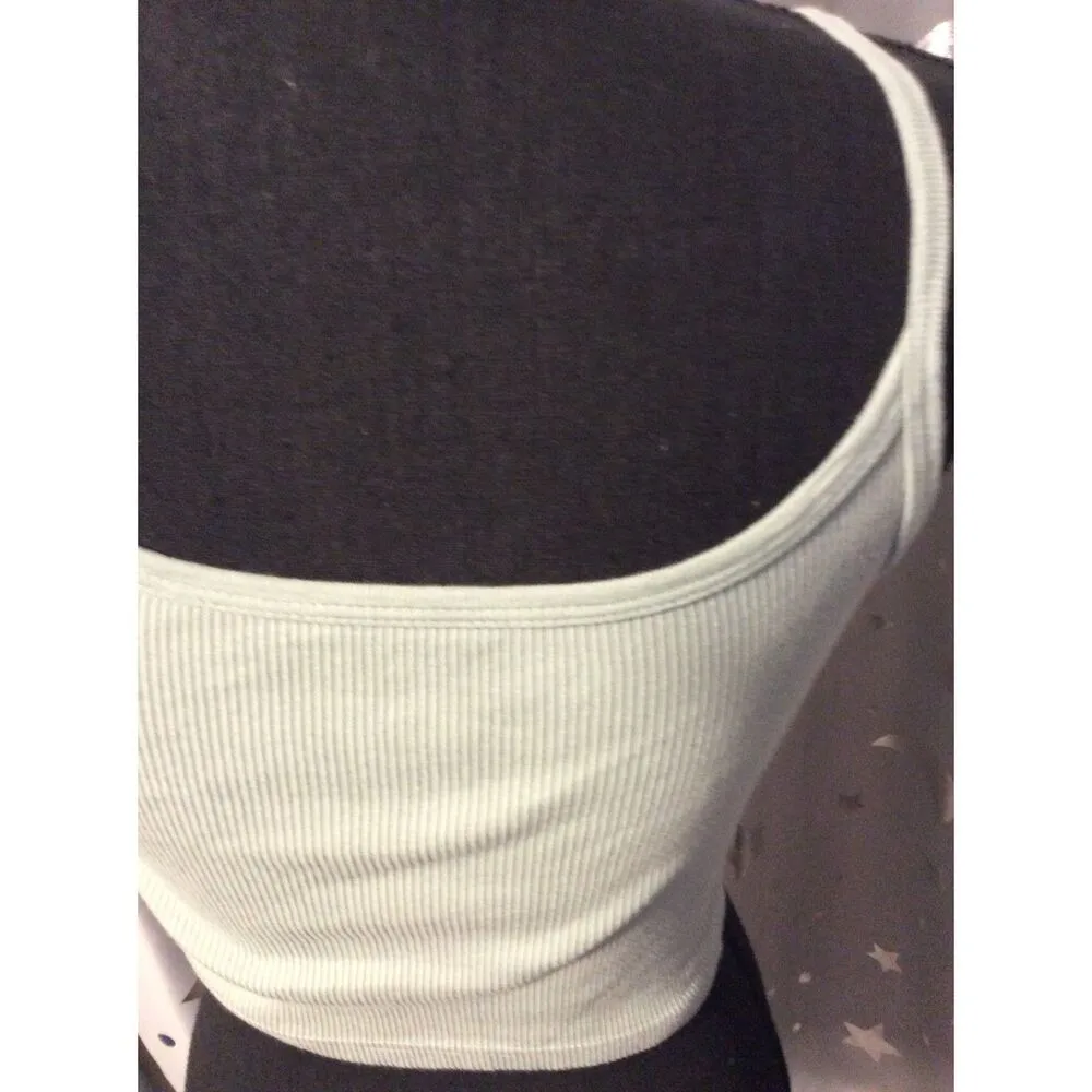 Brandy Melville  Sage Green Spaghetti Strap crop ribbed top One Size - Image 4