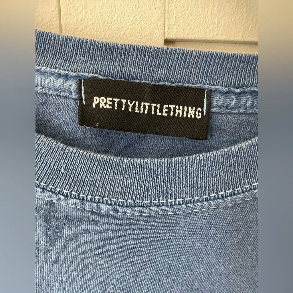 Prettylittlething Beverly Hills 90210 Blue Oversized Long Sleeve Shirt Size‎ M/L - Image 2