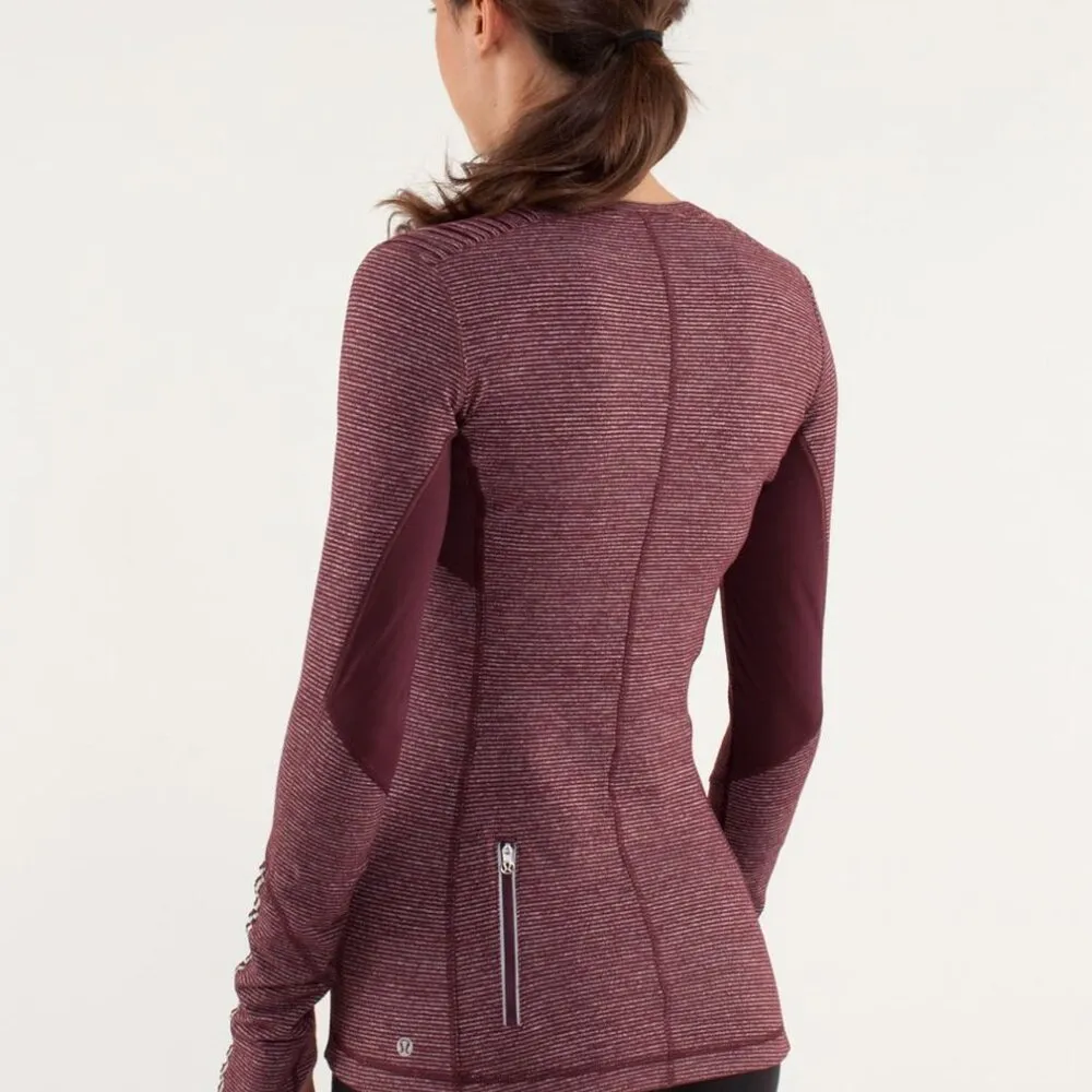 Lululemon Star Runner Long Sleeve Shirt (Bordeaux Drama Tonka Striped), Size 4 - Image 14