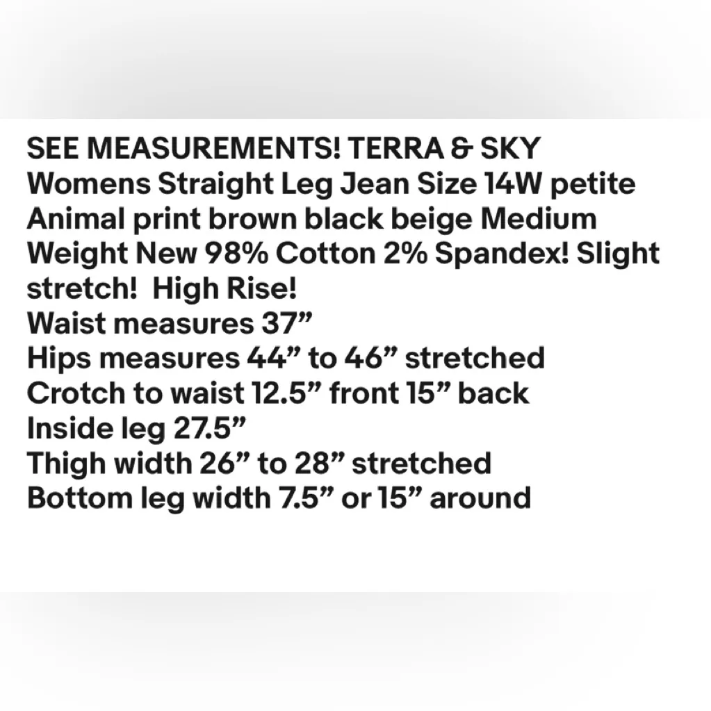 TERRA & SKY Womens Straight Leg Jean Size 14W Petite Animal Print High Rise New - Image 9