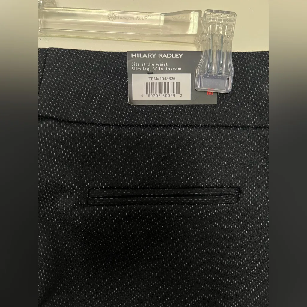 Hilary Radley Slim Leg Black Pants with Subtle Textured Detail, Size M - Image 2
