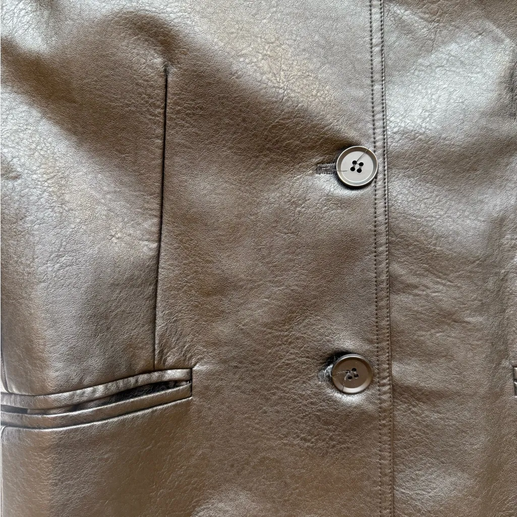 Those Days Faux Leather Black Blazer Jacket - Image 2