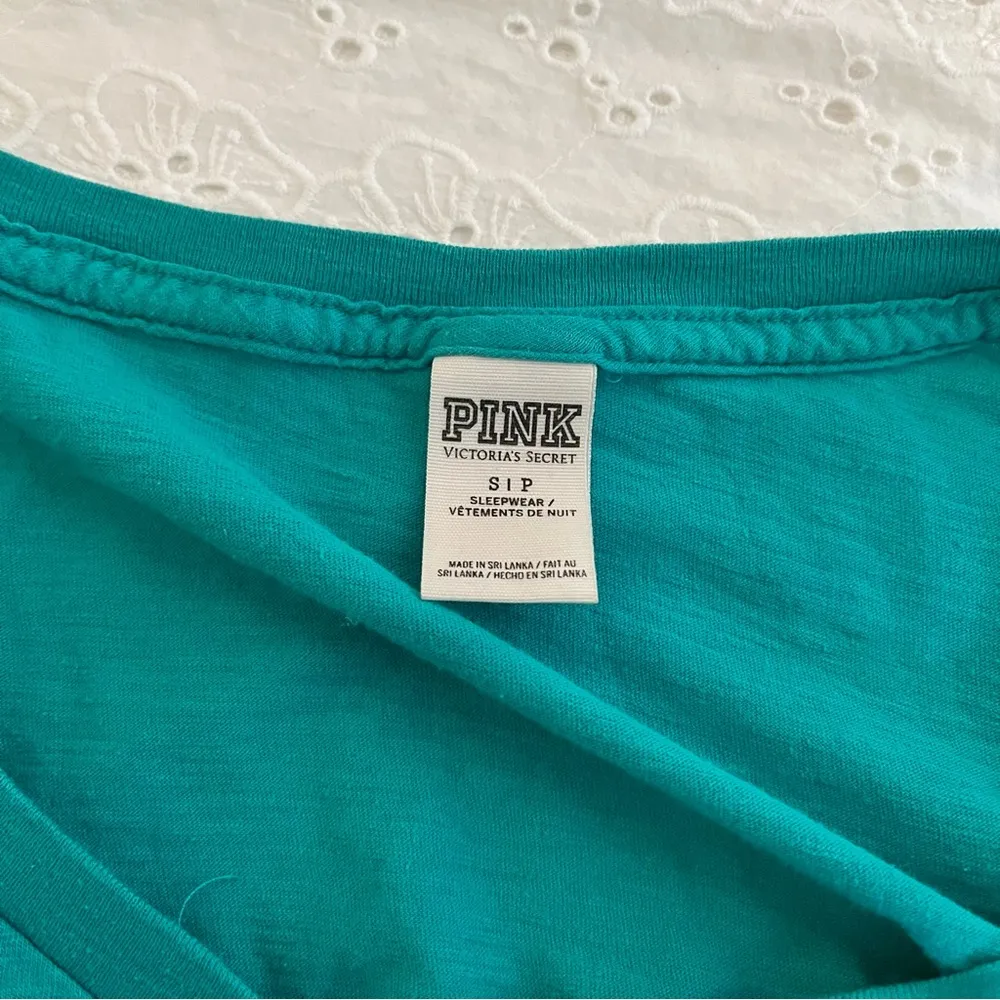 Victorias Secret PINk. Green long sleeve v neck tee - Image 2