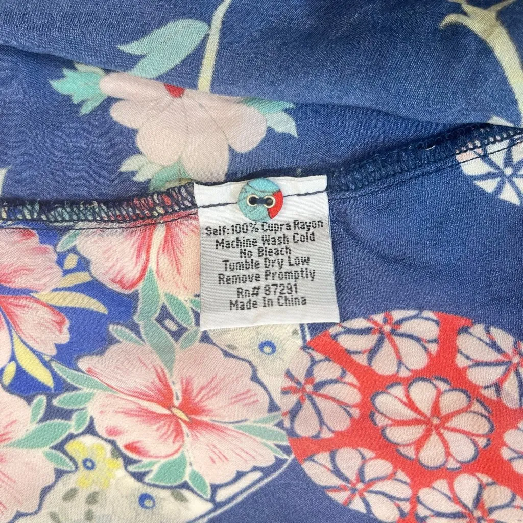 NWOT Johnny Was Blue Floral Kimono Ellyonora Half Placket Tunic Shirt Dress S - Image 15