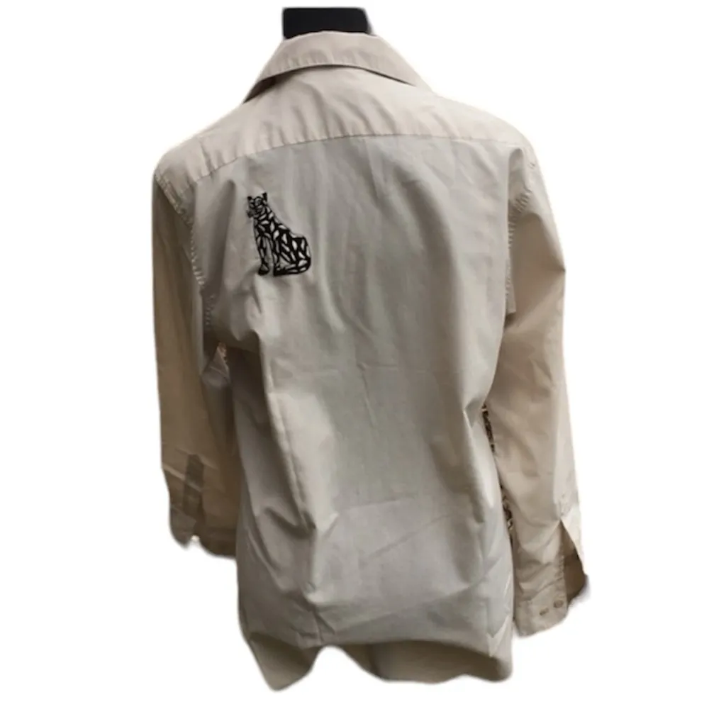 Vintage Long Sleeve Oversized Black Cat Shirt Size XS Tan - Image 2