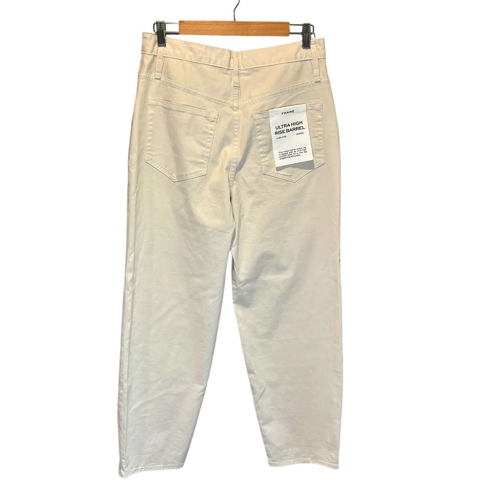 Frame NWT Ultra High Rise Barrel Pants in Bone - size 28 - Image 7