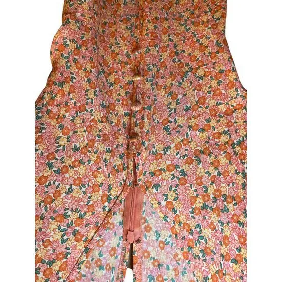 Faithfull The Brand Women 4 Orange & Pink Floral Flower Jumpsuit Romper - Image 9