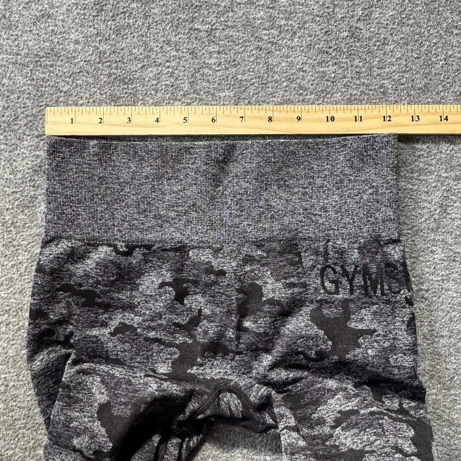 GYMSHARK Adapt Leggings Women Size SMALL Camo Gray Black Ruched Bum - Image 6