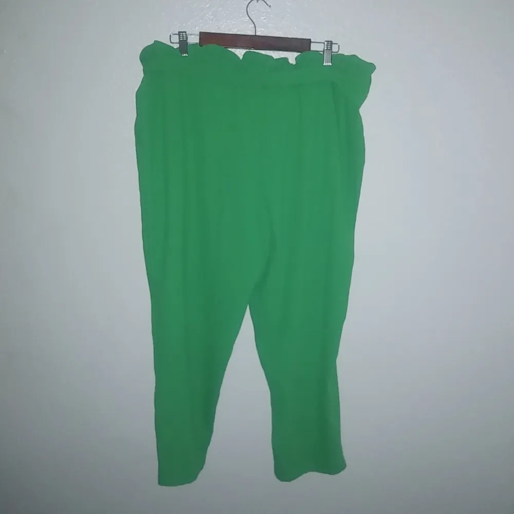 Riley & Rae XXL Out In Bloom Vivid Green High Waisted Paper Bag Style Pants New! - Image 4