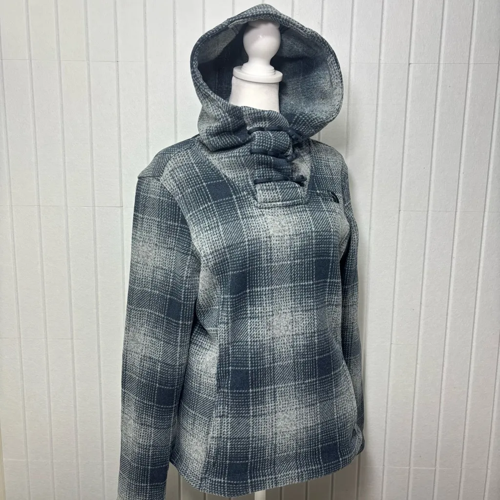 The North Face‎ Women's Plaid Fleece Pullover Cowl Blue and gray Hoodie Size S - Image 7