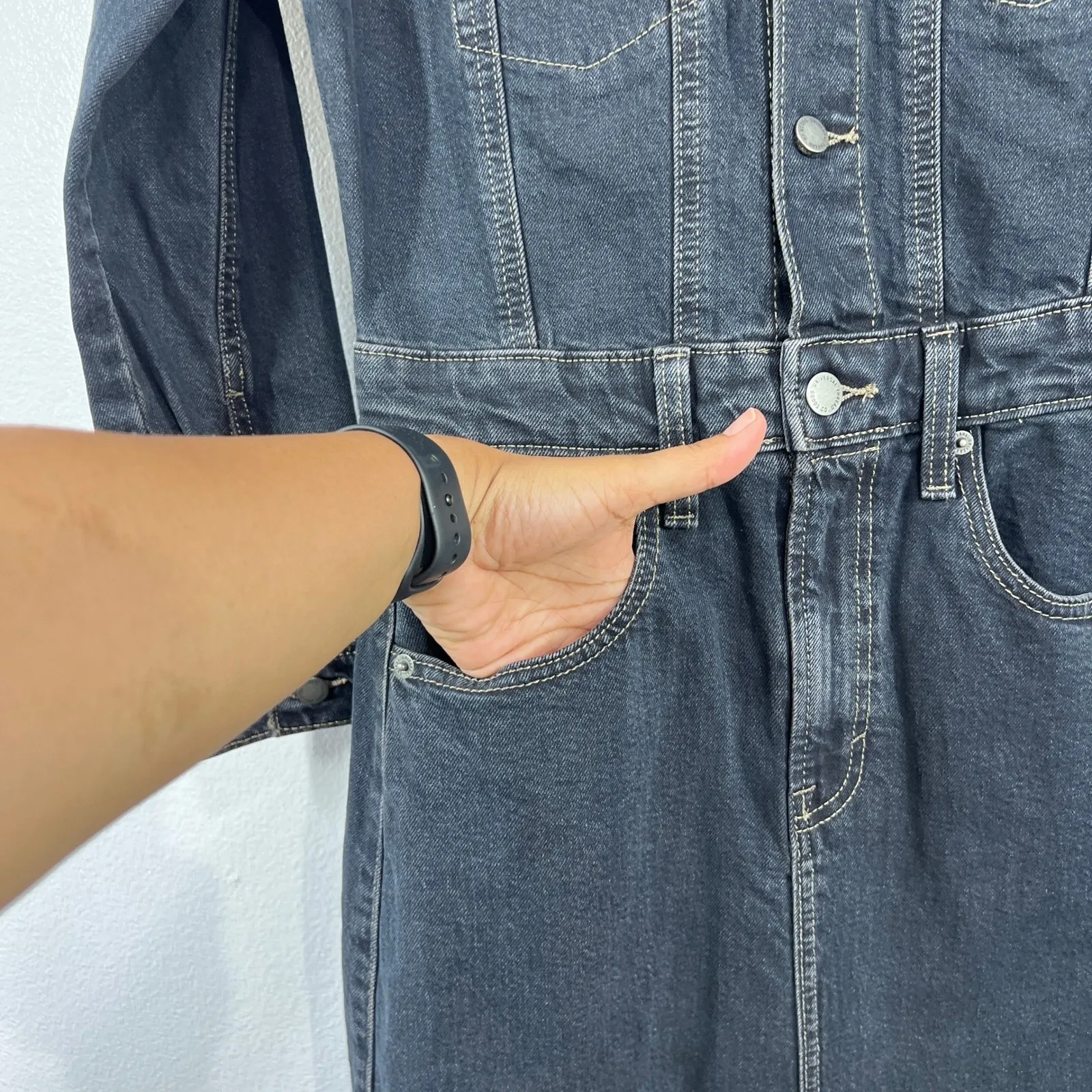 Universal Thread Fair Trade Denim Maxi Shirt Dress Long Sleeve‎ Button Front - Image 6