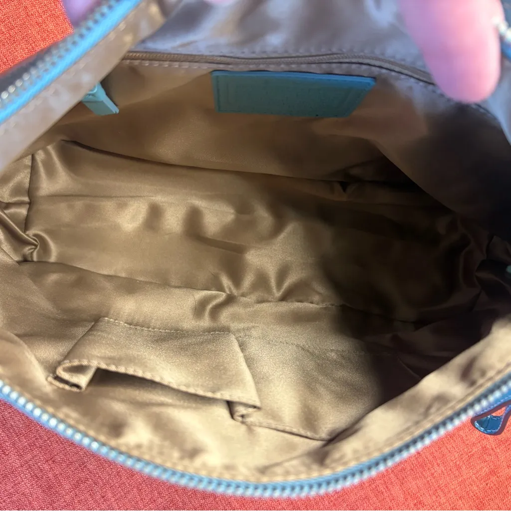 Coach Signature Patent Leather Hobo Shoulder Bag, Blue - Image 8