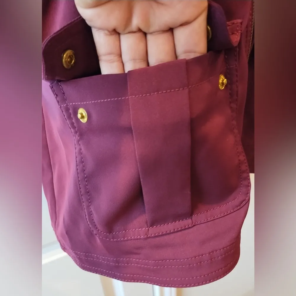 White House Black Market Womens Size 8 Jacket Wine Burgundy Long/Rolled Sleeves - Image 8