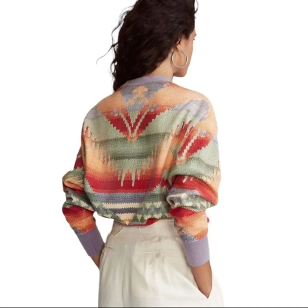 Polo Ralph Lauren Womens Size Med Southwestern Fleece Sweatshirt Multi BCN Print - Image 3