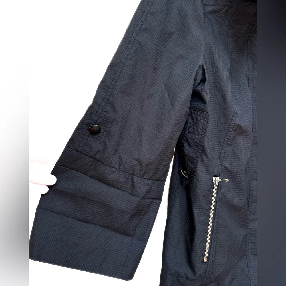 Marc by Marc Jakobs Black Rain Coat Lightweight Jacket Pink Lining Zip & Button - Image 3