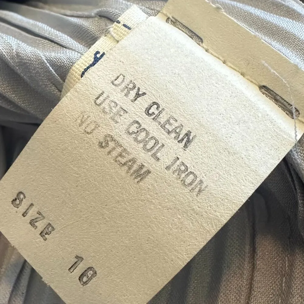 Ricki Lang For Nuit Vintage 1970s Lace Sheer Dress Pleated Size Large Women's Silver - Image 14