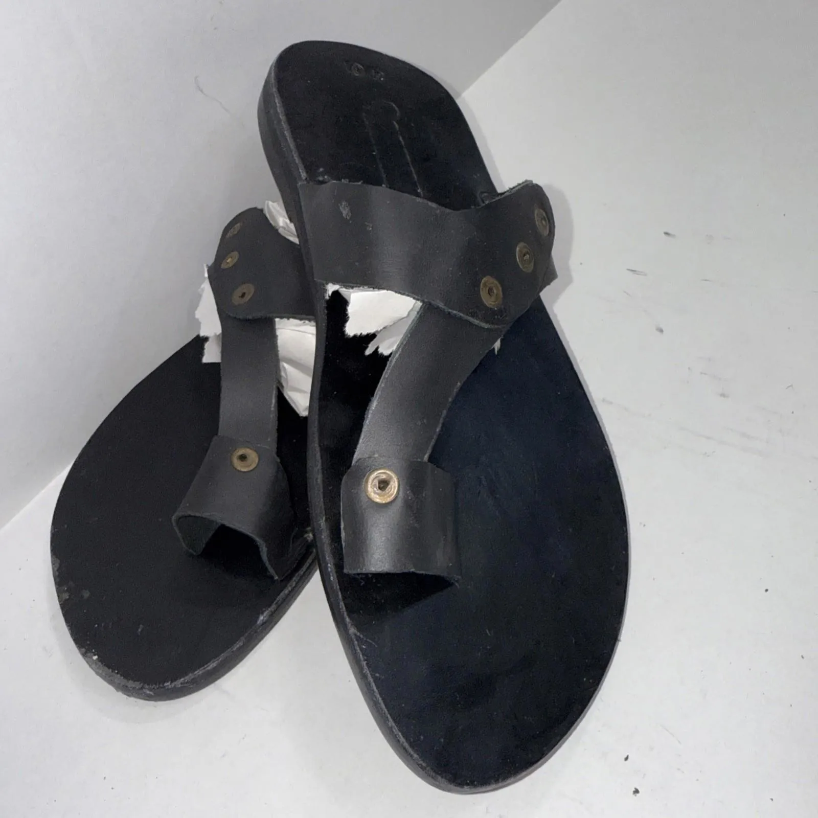 Handmade Ghana Kente Leather Sandals Flip Flops Thongs Tribal Batik Style 41 Size 10 - Image 8