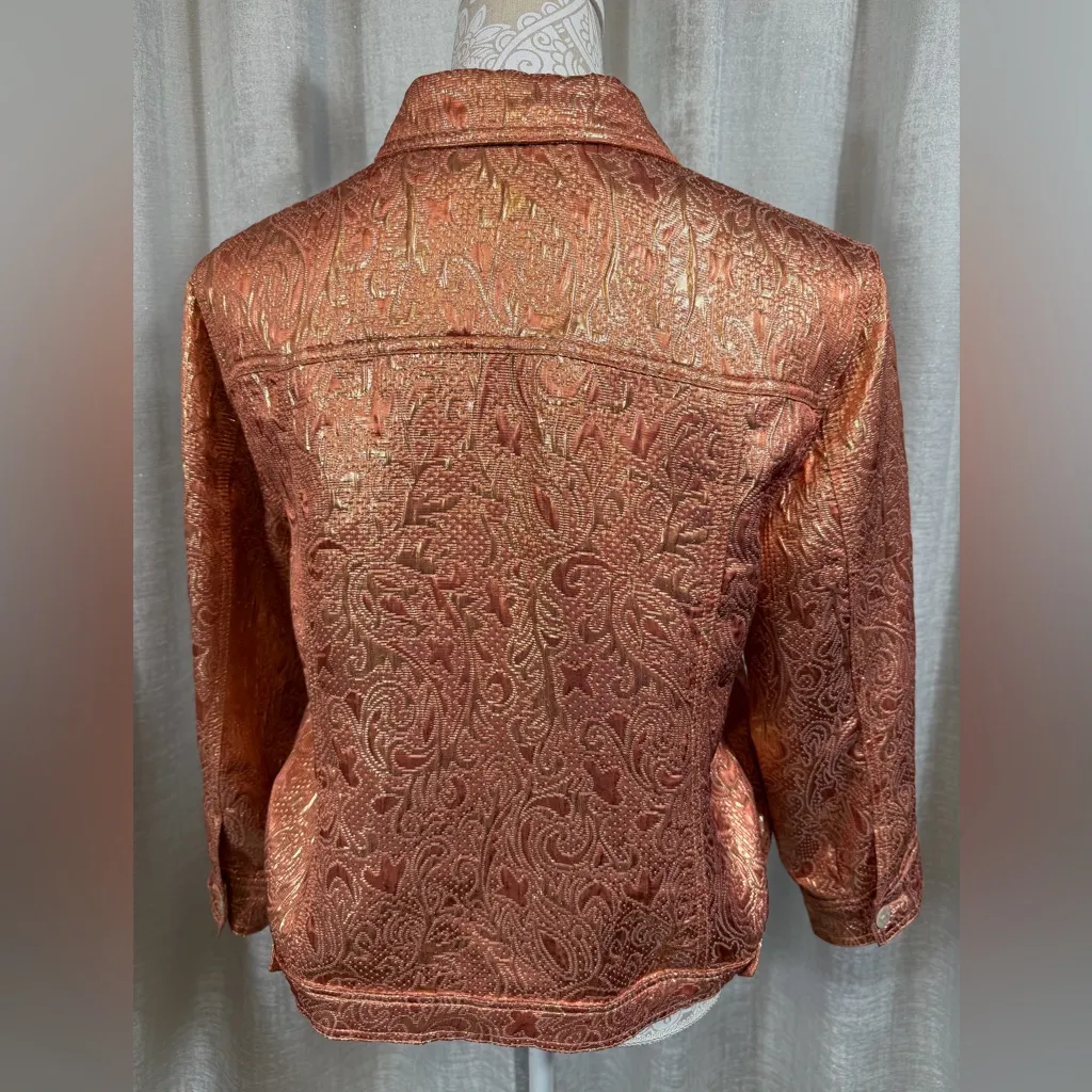 Ruby Rd. metallic paisley jacket in a beautiful copper-gold tone, size 14. - Image 5