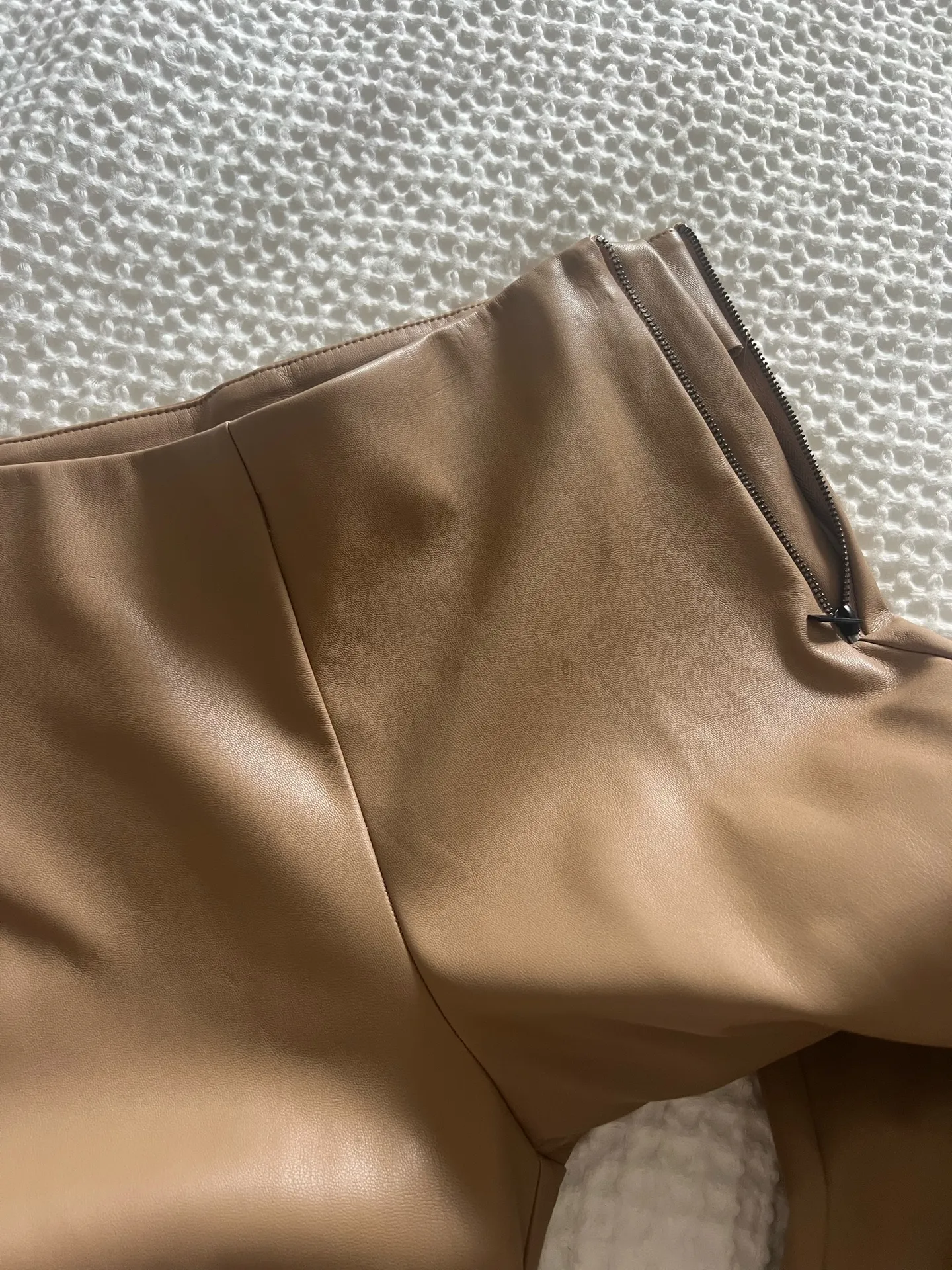 ZARA Brown Leather Pants Faux High-Waisted - Image 3