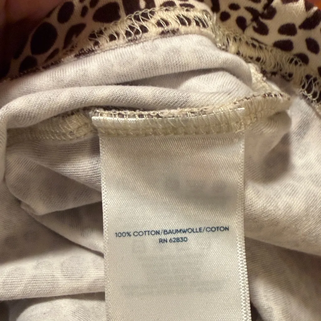 Lands' End Leopard Animal Print Womens Top Small Mock Turtle Neck Shirt Brown - Image 7