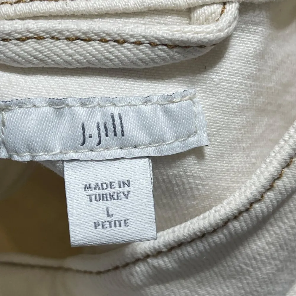 J.Jill Modern Utility Jacket Natural Cream Button Size L Petite LP - Image 4